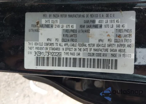 2015 Mazda Mazda3 I Sport from USA, damaged, VIN 3MZBM1U73FM200268